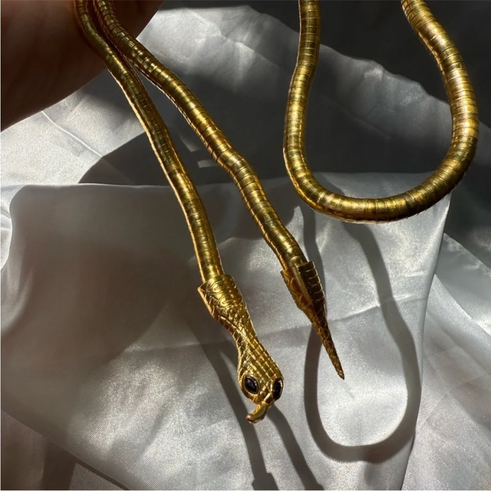 New! Flexible multi purpose serpenti Gold Snake Necklace